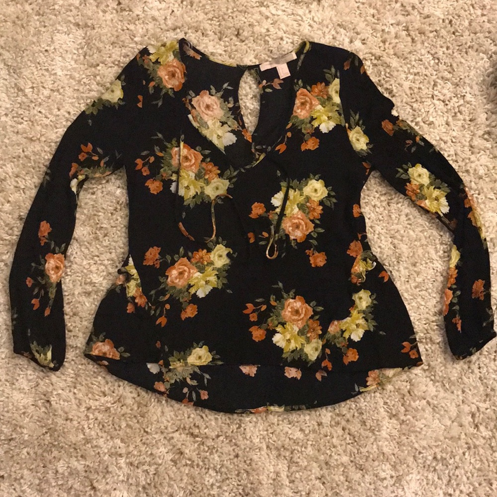 Floral Peplum/Babydoll Detail Shirt